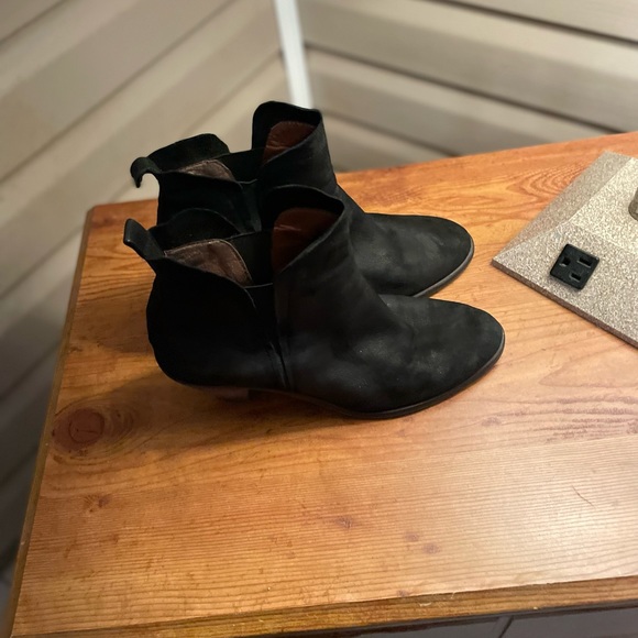 Lucky Brand black booties sz 7.5 medium clog ankle heels black exterior - Picture 10 of 13